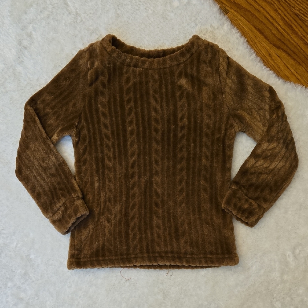 Bearpaw Brown Faux Fur Sweatshirt, Kids 5/6, Great Condition